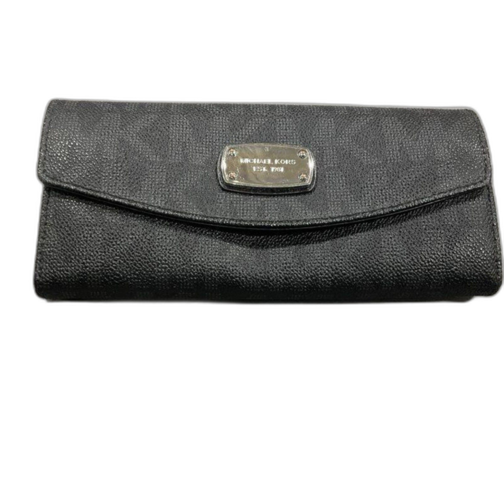 Michael Kors Jet Set Slim Flap Wallet Black Saffiano Leather Tri-Fold Wallet